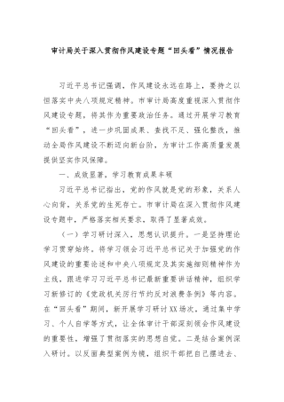 审计局关于深入贯彻作风建设专题“回头看”情况报告