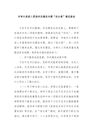 市审计局深入贯彻作风建设专题“回头看”情况报告