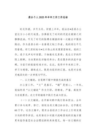 委办个人2025年半年工作工作总结
