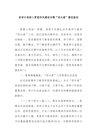 县审计局深入贯彻作风建设专题“回头看”情况报告