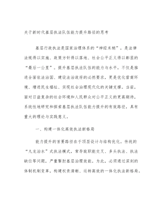 关于新时代基层执法队伍能力提升路径的思考