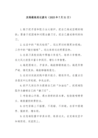 实践锻炼类过渡句（2025年7月31日）