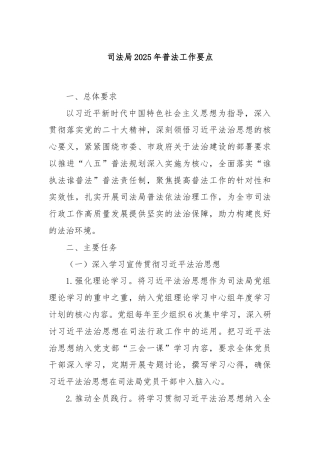 司法局2025年普法工作要点