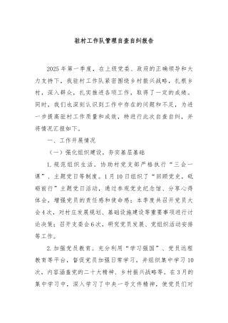 驻村工作队管理自查自纠报告