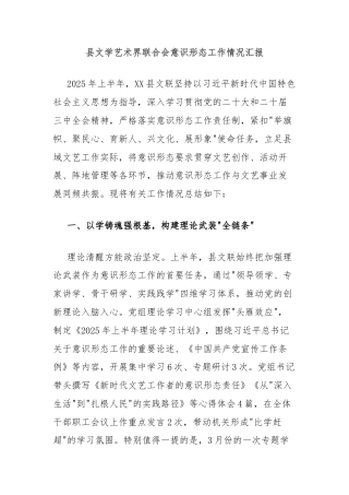县文学艺术界联合会意识形态工作情况汇报