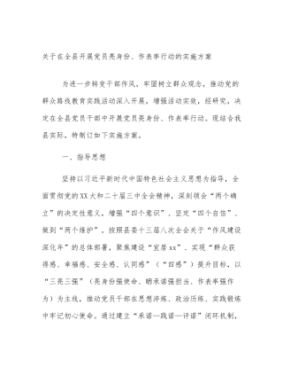 关于在全县开展党员亮身份、作表率行动的实施方案