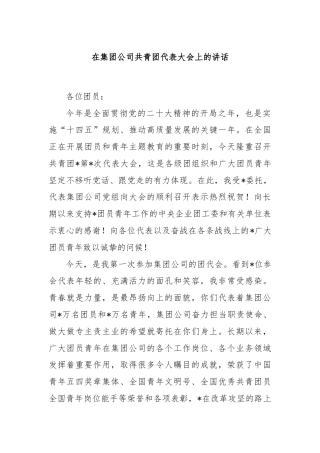 在集团公司共青团代表大会上的讲话