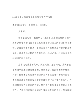 XX县委办公室主任在县委理论学习中心组