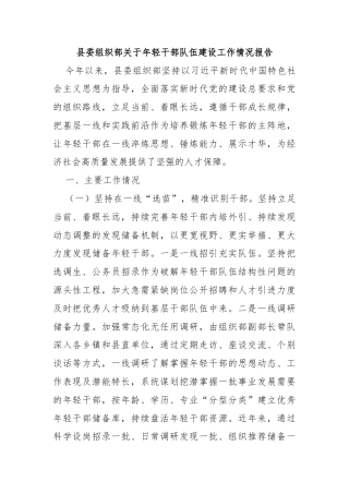 县委组织部关于年轻干部队伍建设工作情况报告