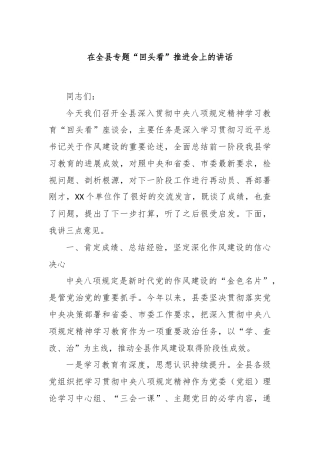 在全县专题“回头看”推进会上的讲话