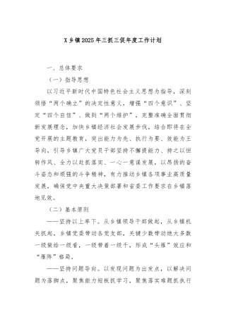 X乡镇2025年三抓三促年度工作计划