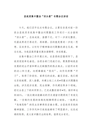县政府集中整治“回头看”专题会议讲话