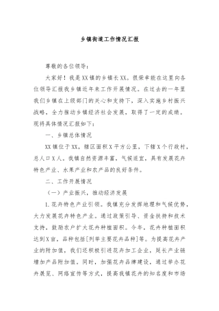 乡镇街道工作情况汇报