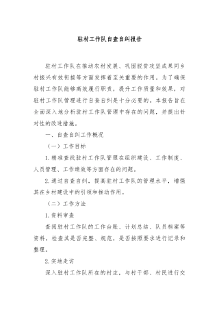 驻村工作队自查自纠报告