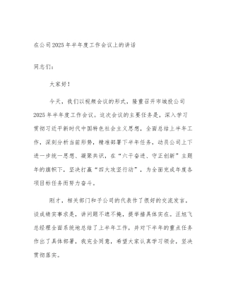 在公司2025年半年度工作会议上的讲话