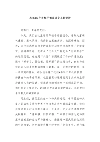 在2025年年轻干部座谈会上的讲话