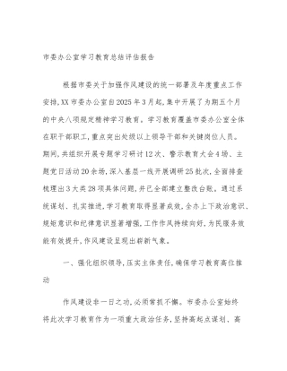 市委办公室学习教育总结评估报告