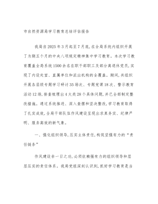 市自然资源局学习教育总结评估报告