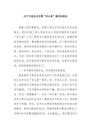 关于市直机关专题“回头看”情况的报告