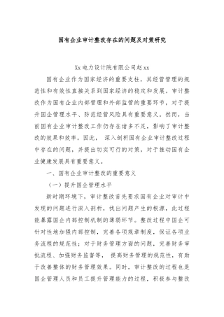 国有企业审计整改存在的问题及对策研究
