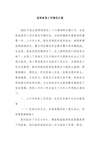 县财政局工作情况汇报