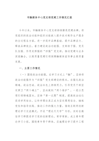 市融媒体中心党支部党建工作情况汇报
