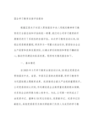 国企学习教育自查评估报告