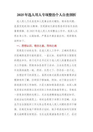 2025年选人用人专项整治个人自查剖析