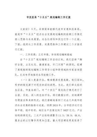 市发改局“十五五”规划编制工作汇报