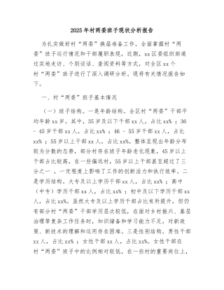 2025年村两委班子现状分析报告