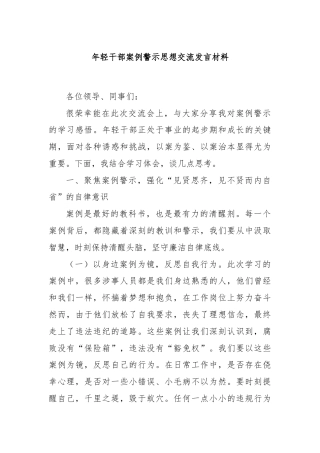 年轻干部案例警示思想交流发言材料