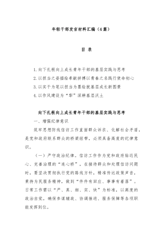 (4篇)年轻干部发言材料汇编