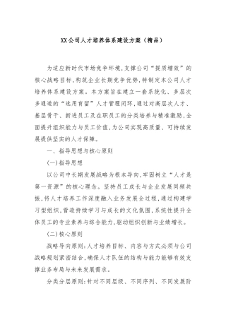 XX公司人才培养体系建设方案（精品）