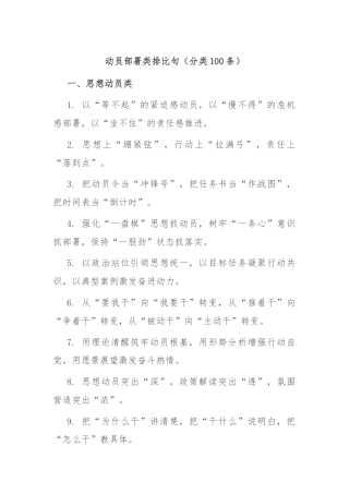 动员部署类排比句（分类100条）
