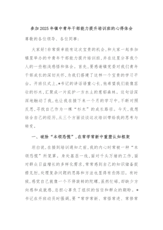 参加2025年镇中青年干部能力提升培训班的心得体会