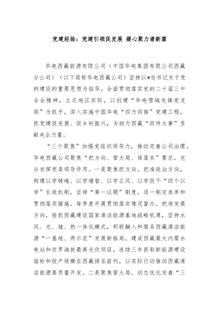 党建经验：党建引领促发展 凝心聚力谱新篇