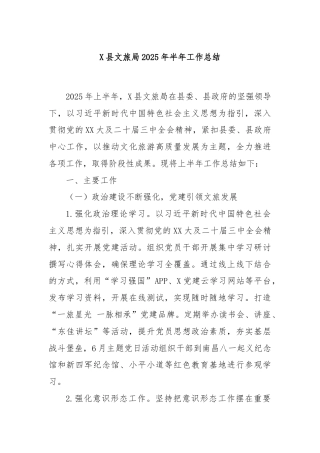 X县文旅局2025年半年工作总结