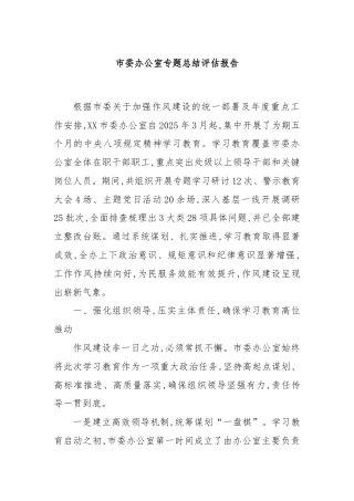市委办公室专题总结评估报告