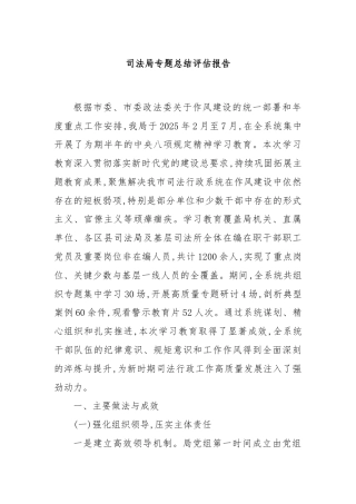 司法局专题总结评估报告