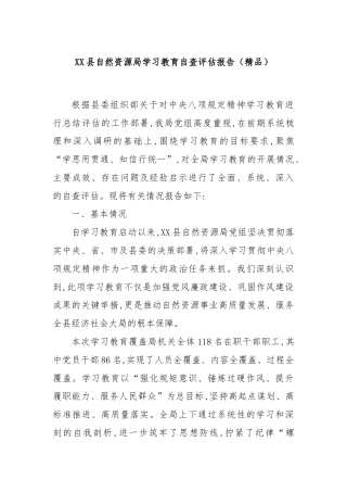 XX县自然资源局学习教育自查评估报告（精品）