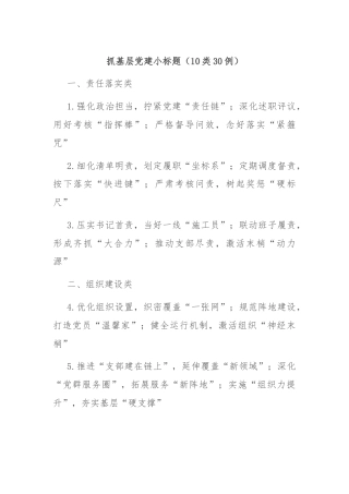 抓基层党建小标题（10类30例）
