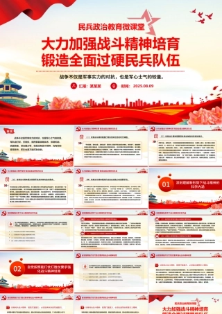 党课PPT：大力加强战斗精神培育锻造全面过硬民兵队伍