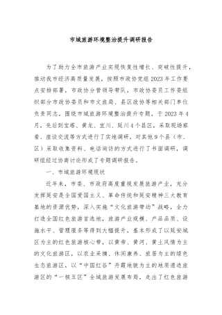市域旅游环境整治提升调研报告