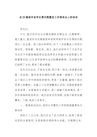 在XX镇国评省考反馈问题整改工作推进会上的讲话