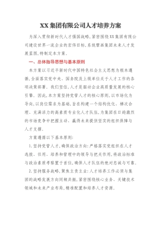 XX集团有限公司人才培养方案