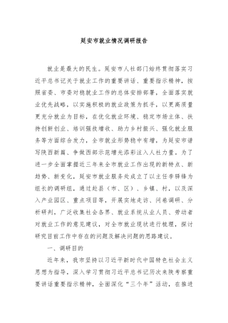 延安市就业情况调研报告