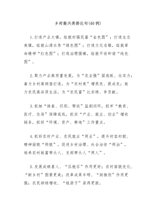 (40例)乡村振兴类排比句