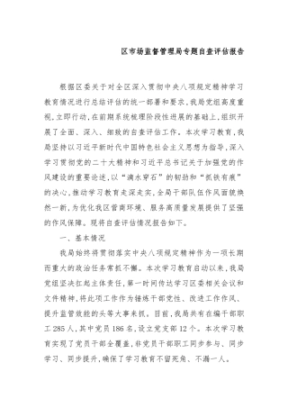 区市场监督管理局专题自查评估报告