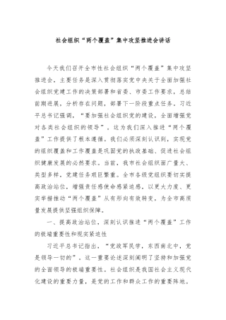 社会组织“两个覆盖”集中攻坚推进会讲话