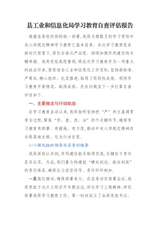 县工业和信息化局学习教育自查评估报告